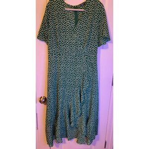 SHEIN PLUS SIZE 3XL DRESS, GREEN, WRAPAROUND, RUFFLE, LIGHTWEIGHT, FLORAL